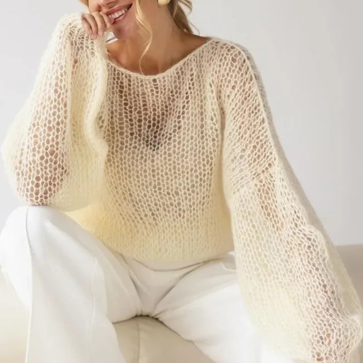 Denise Lantern Sleeves Mesh Sweater
