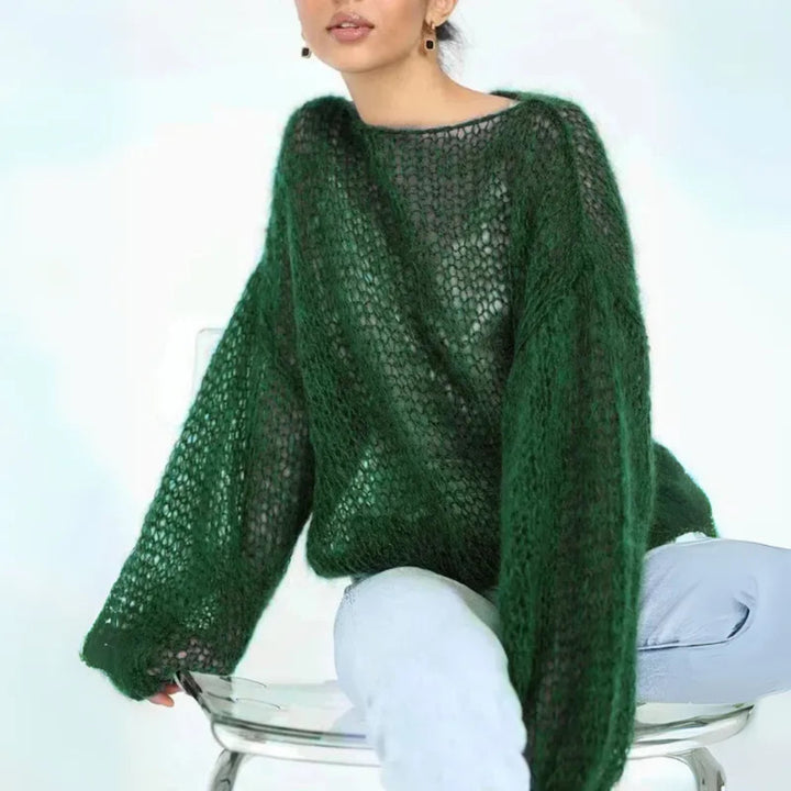Denise Lantern Sleeves Mesh Sweater