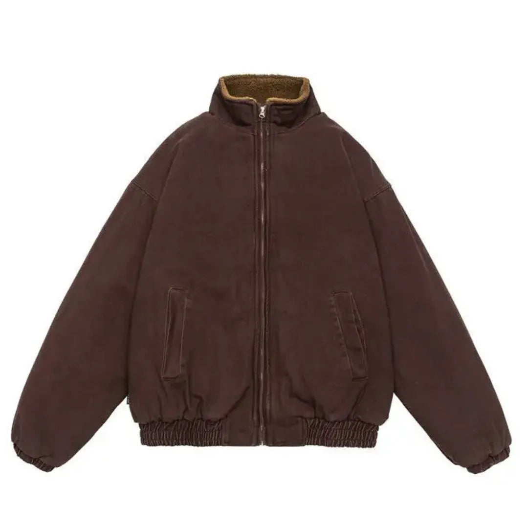 Japanese Vintage Polar Fleece Jacket Men Winter High Quality Thick Jacket Korean Streetwear Loose Couple Trendy Warm Coat Male Artisio