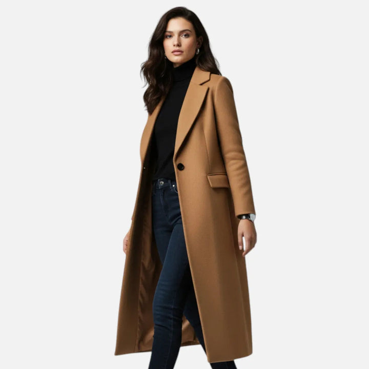 Women’s Long Wool-Blend Lapel Overcoat Artisio