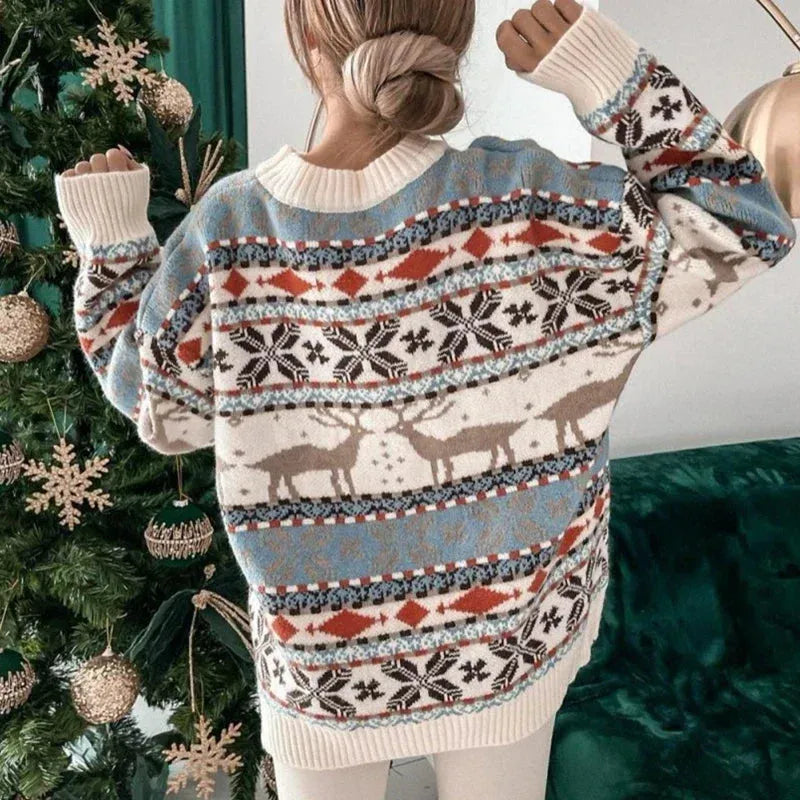 Elena Women's Deer Pattern Knit Sweater Artisio
