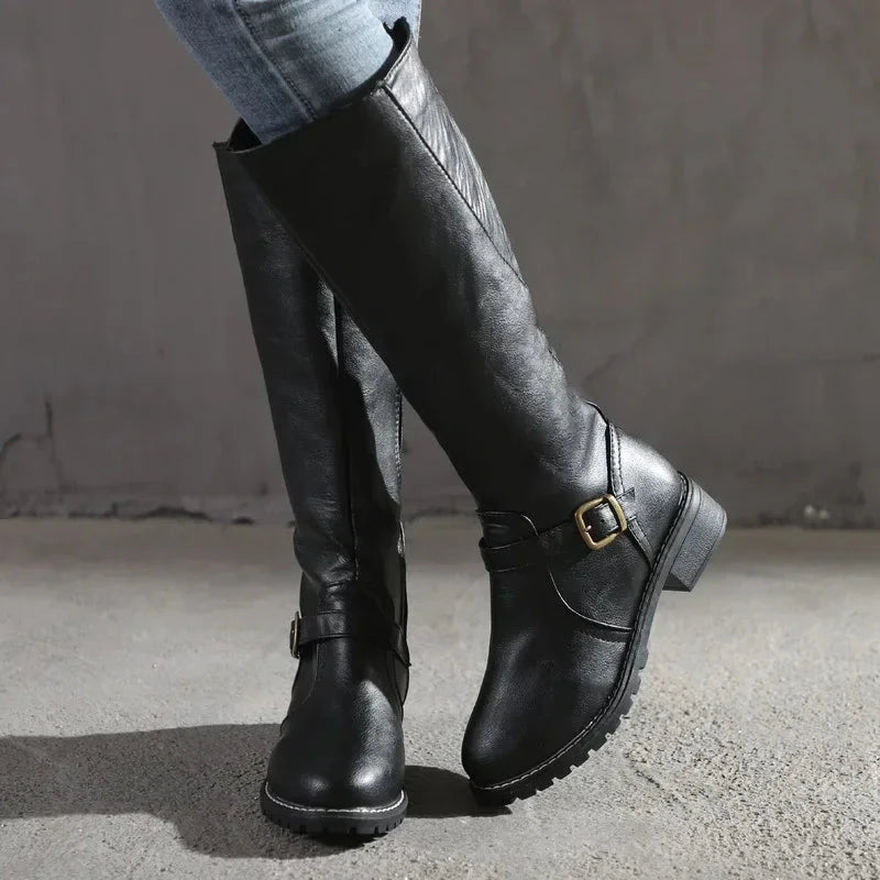 Ella Knee-High Buckle Boots Artisio
