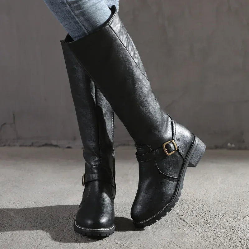 Ella Knee-High Buckle Boots Artisio