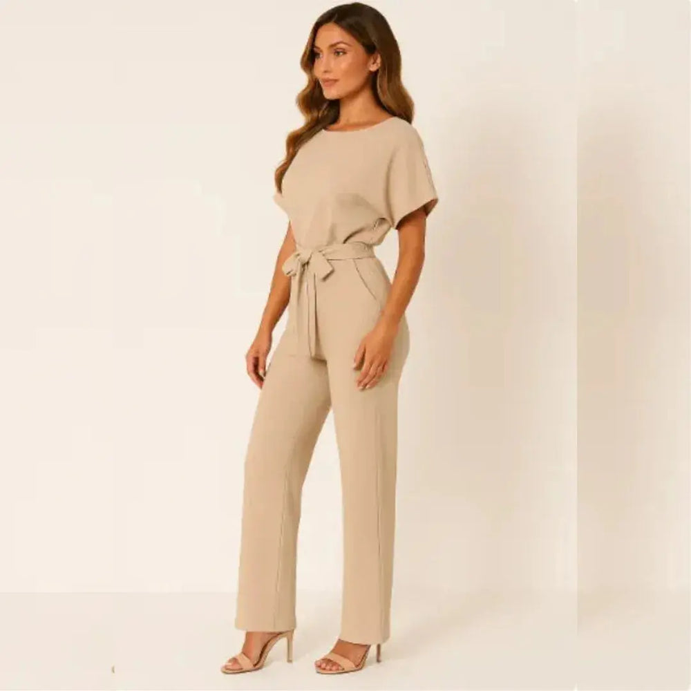 Elle Belted Wide Leg Jumpsuit Artisio