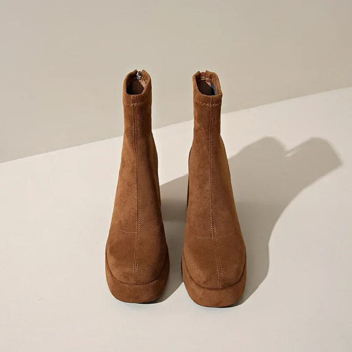 Eloise Suede Block Heel Zip-Up Ankle Boots Artisio