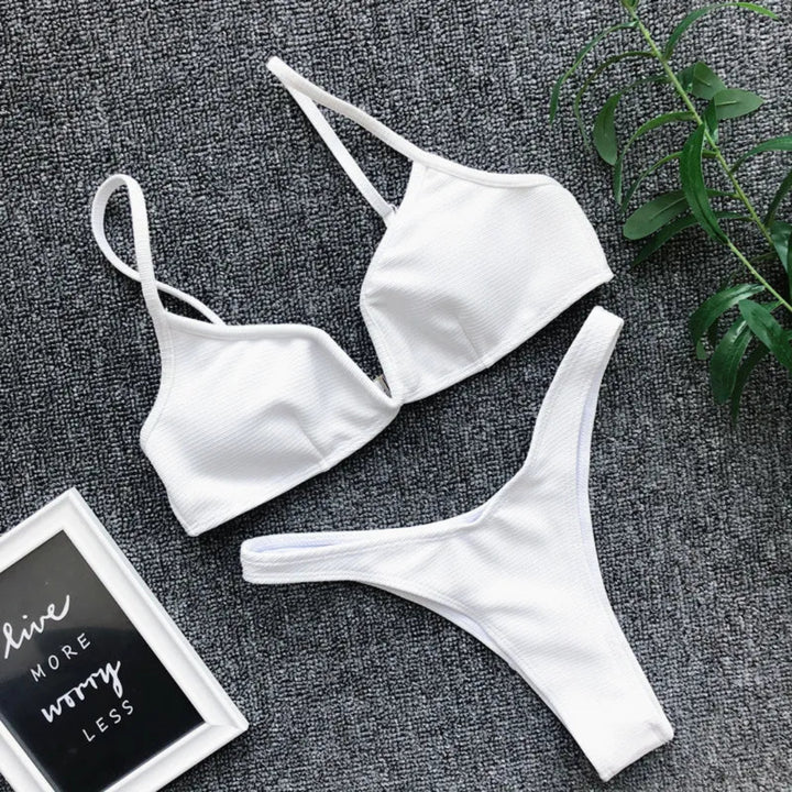 Eva Plunge Ribbed Bikini Set