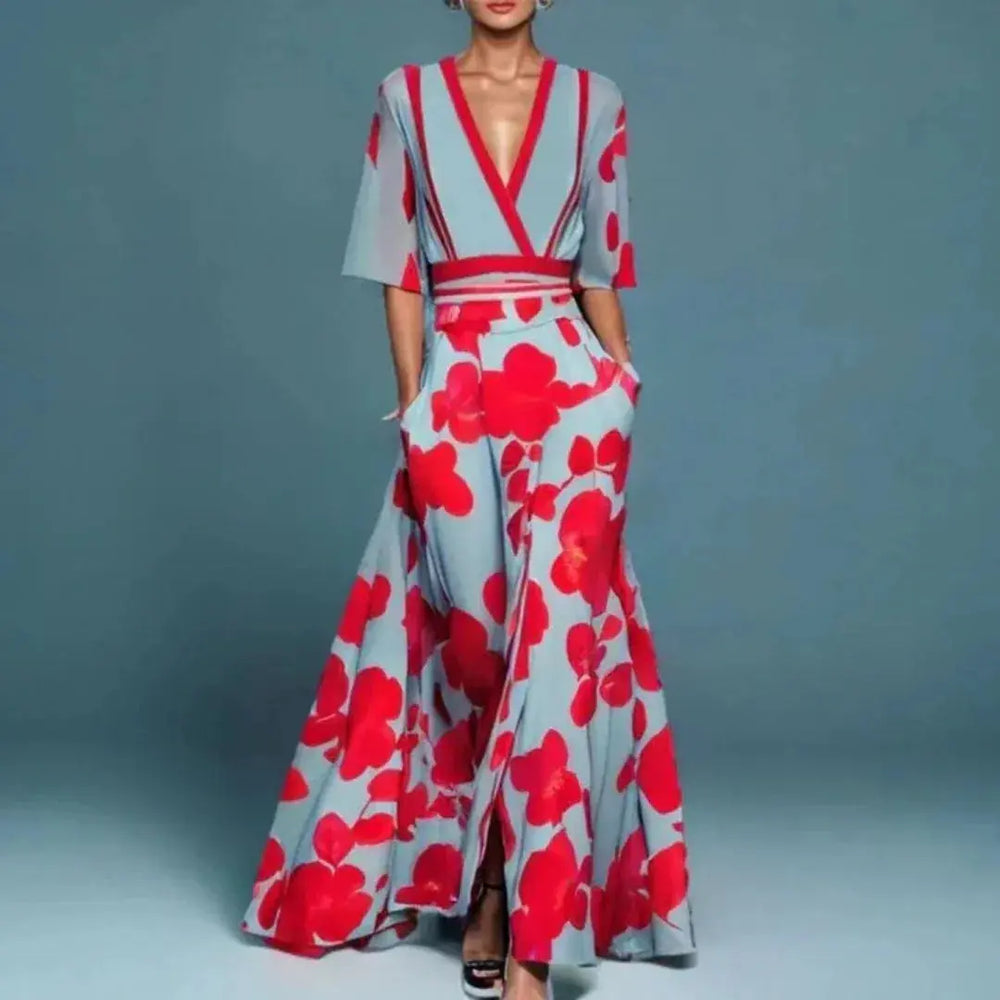 Fiorella V-Neck Floral Maxi Dress Artisio