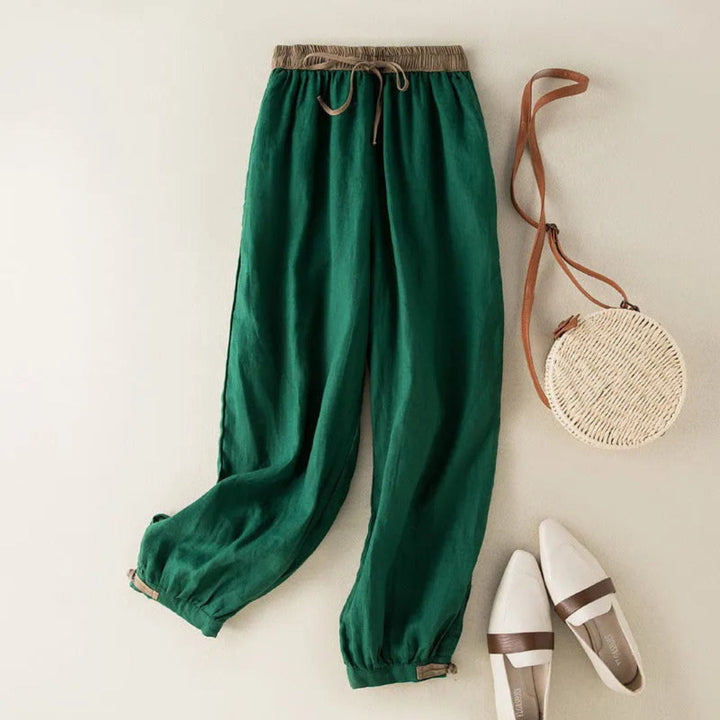 Fran Drawstring Cuff Linen Trousers Artisio