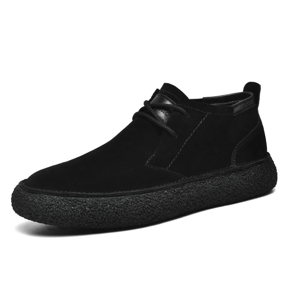 George Textured Rubber Sole Mid-Top Suede Loafers Artisio