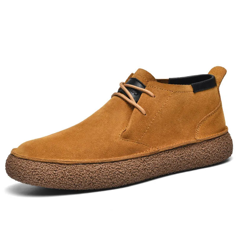 George Textured Rubber Sole Mid-Top Suede Loafers Artisio