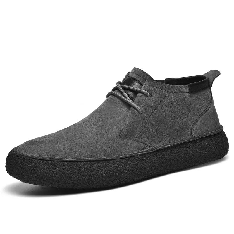 George Textured Rubber Sole Mid-Top Suede Loafers Artisio