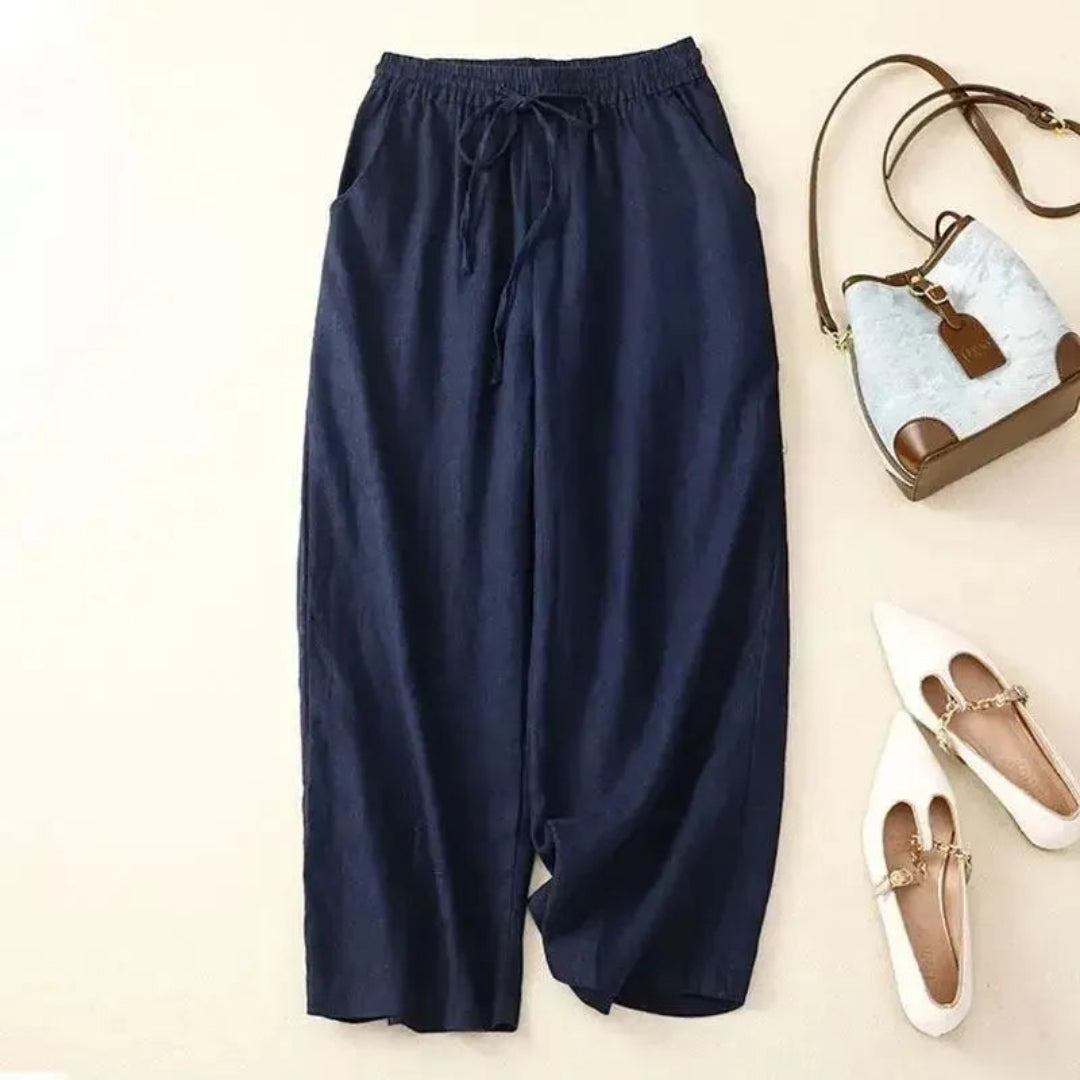Georgia Drawstring Linen Pants Artisio