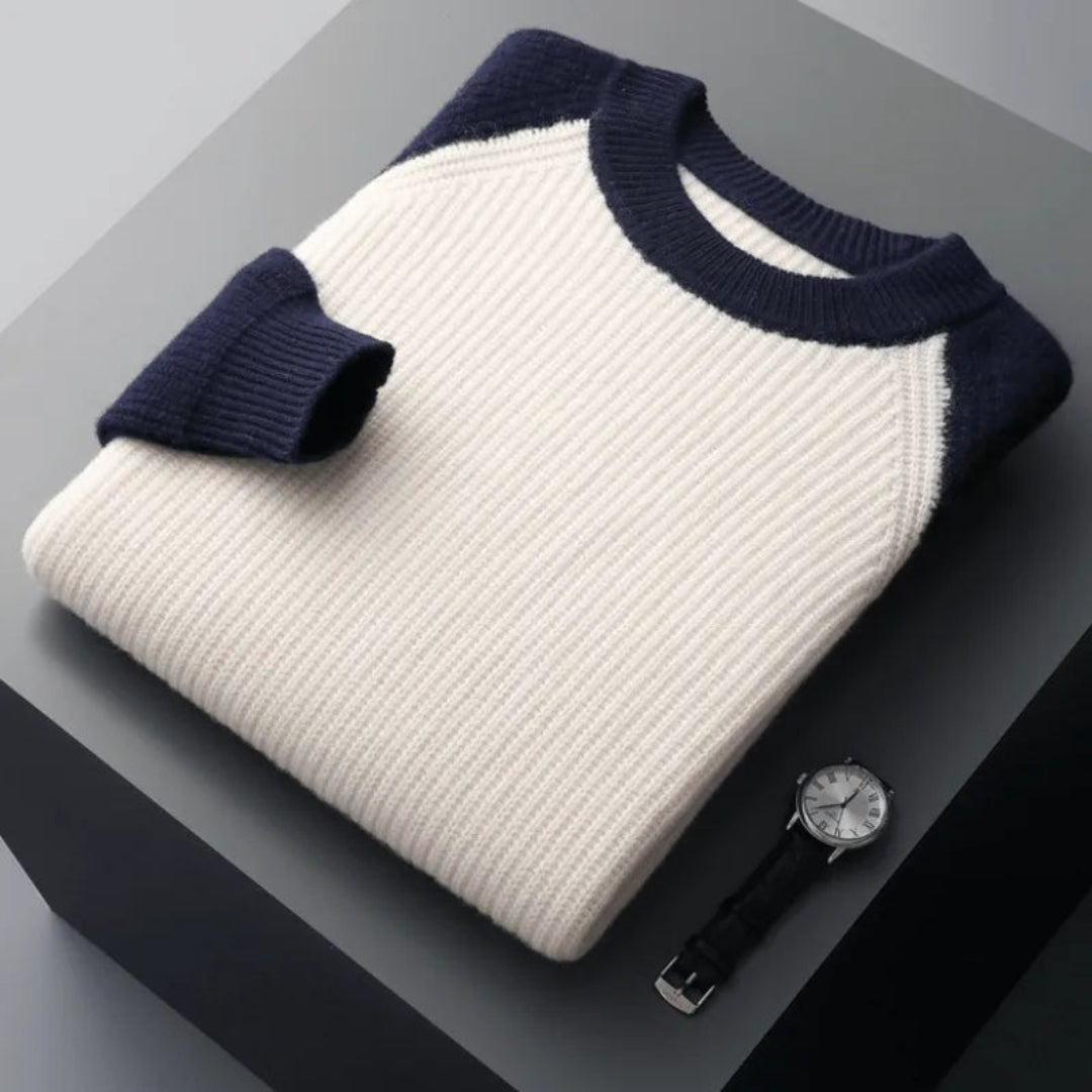 Hank Color Block Knitted Wool Sweater Artisio