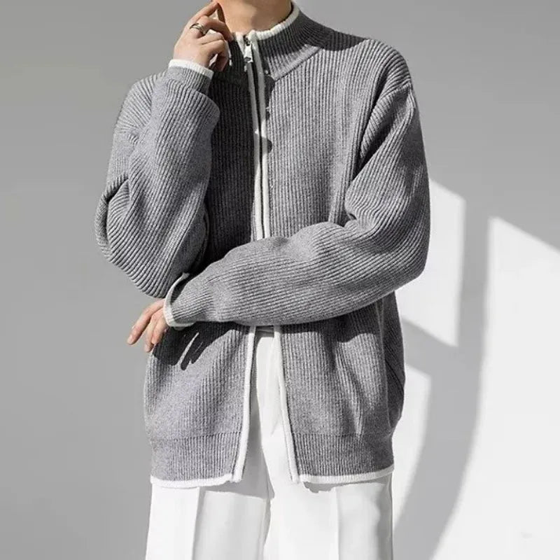 Hank Contrast Trim Knitted Cardigan Artisio
