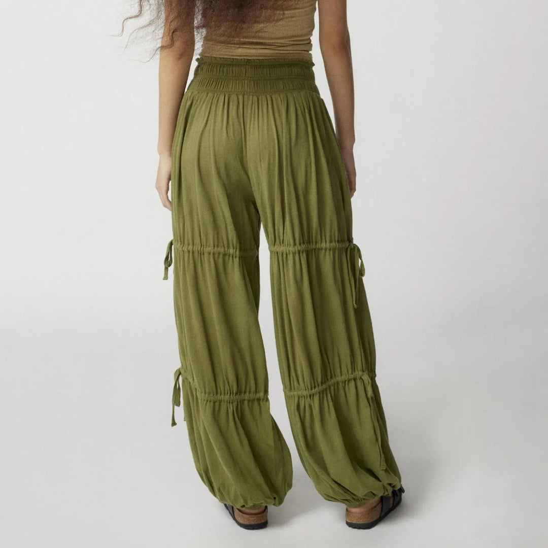 Harshay Boho Drawstring Tiered Lounge Pants Artisio
