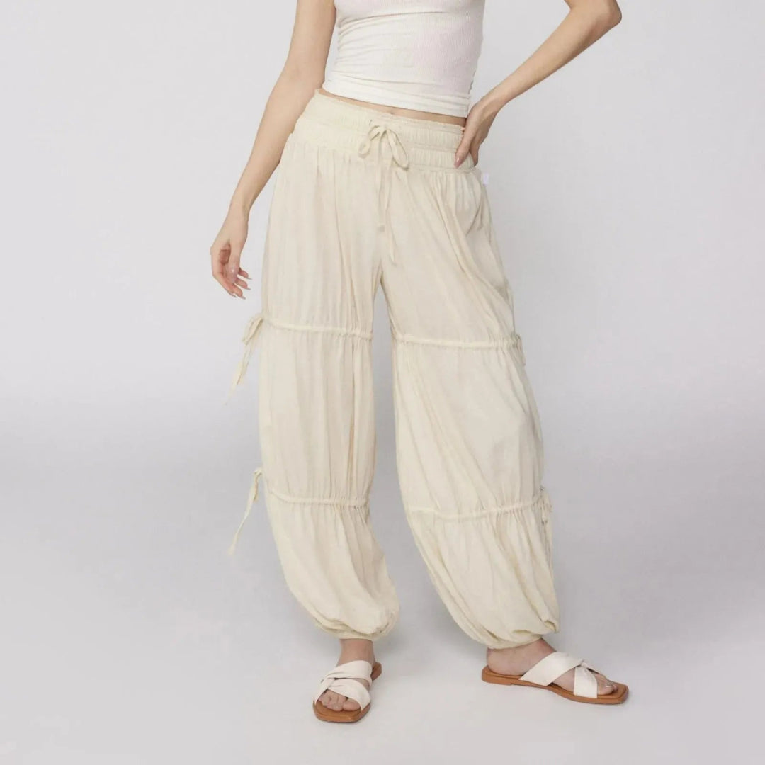 Harshay Boho Drawstring Tiered Lounge Pants Artisio
