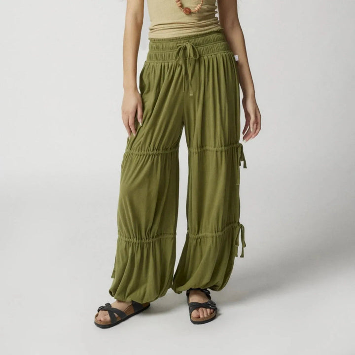 Harshay Boho Drawstring Tiered Lounge Pants Artisio