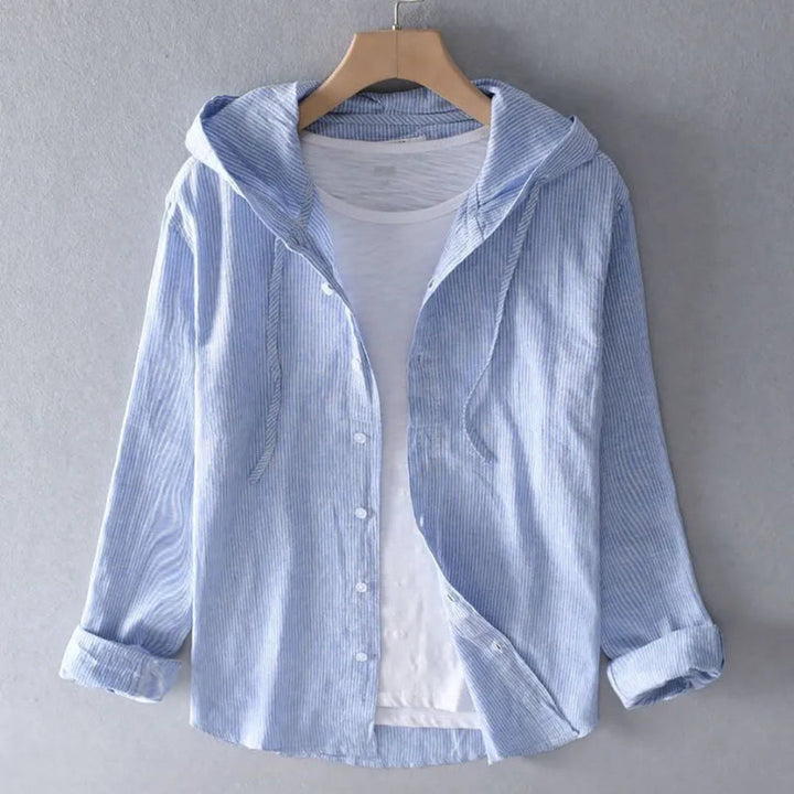 Harvey Striped Hooded Button-Up Shirt Artisio