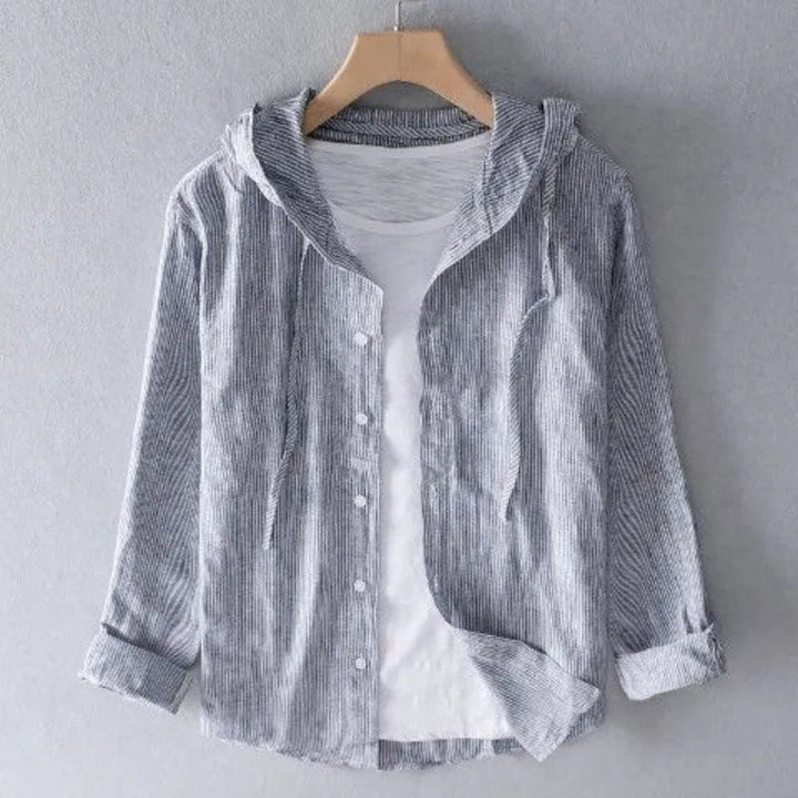 Harvey Striped Hooded Button-Up Shirt Artisio