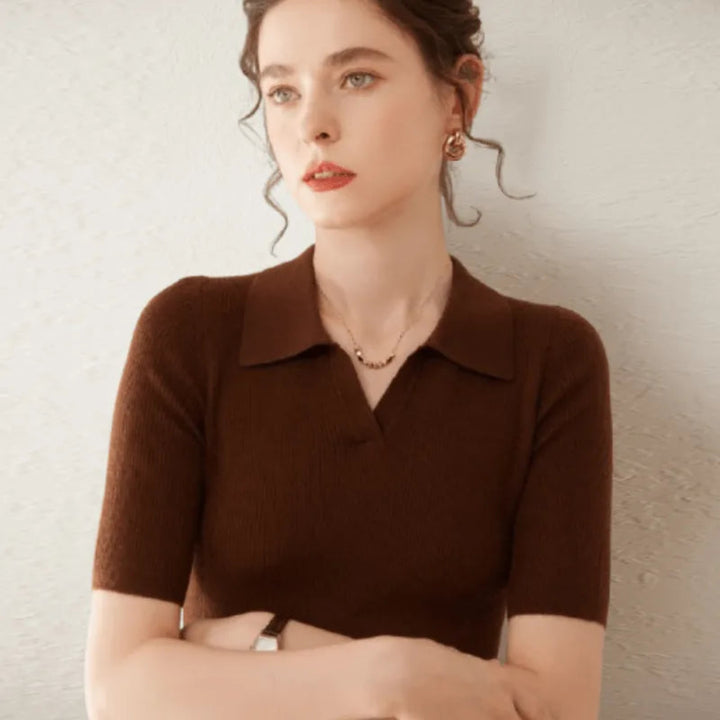 Hattie 100% Cashmere Polo Knit