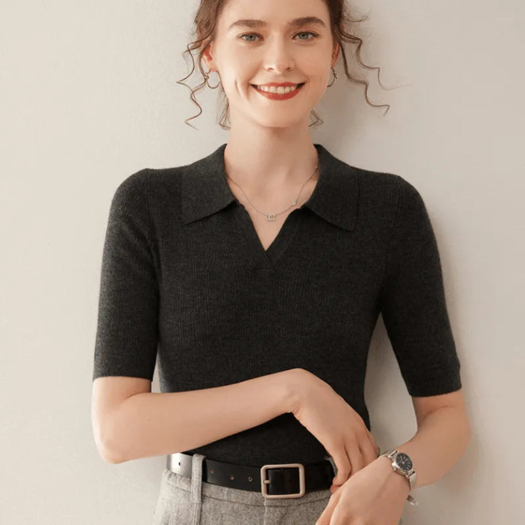 Hattie 100% Cashmere Polo Knit