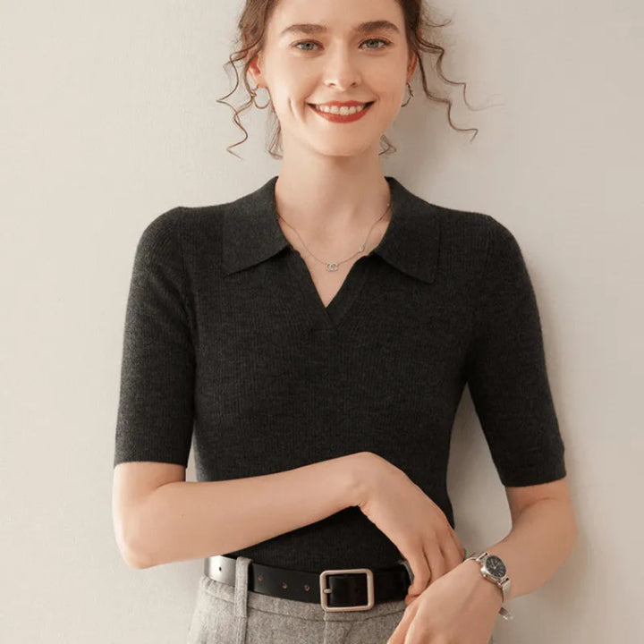 Hattie 100% Cashmere Polo Knit