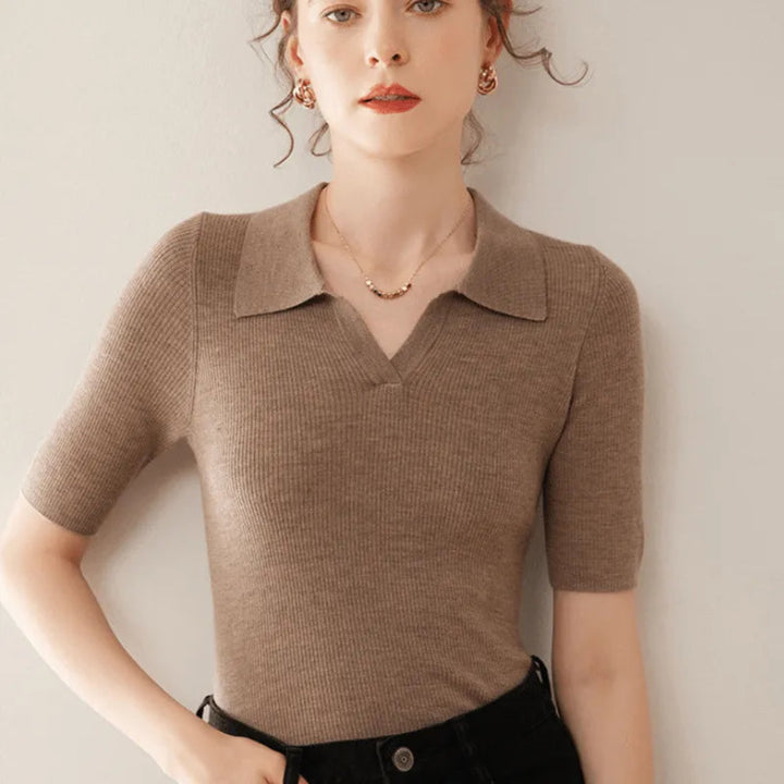 Hattie 100% Cashmere Polo Knit
