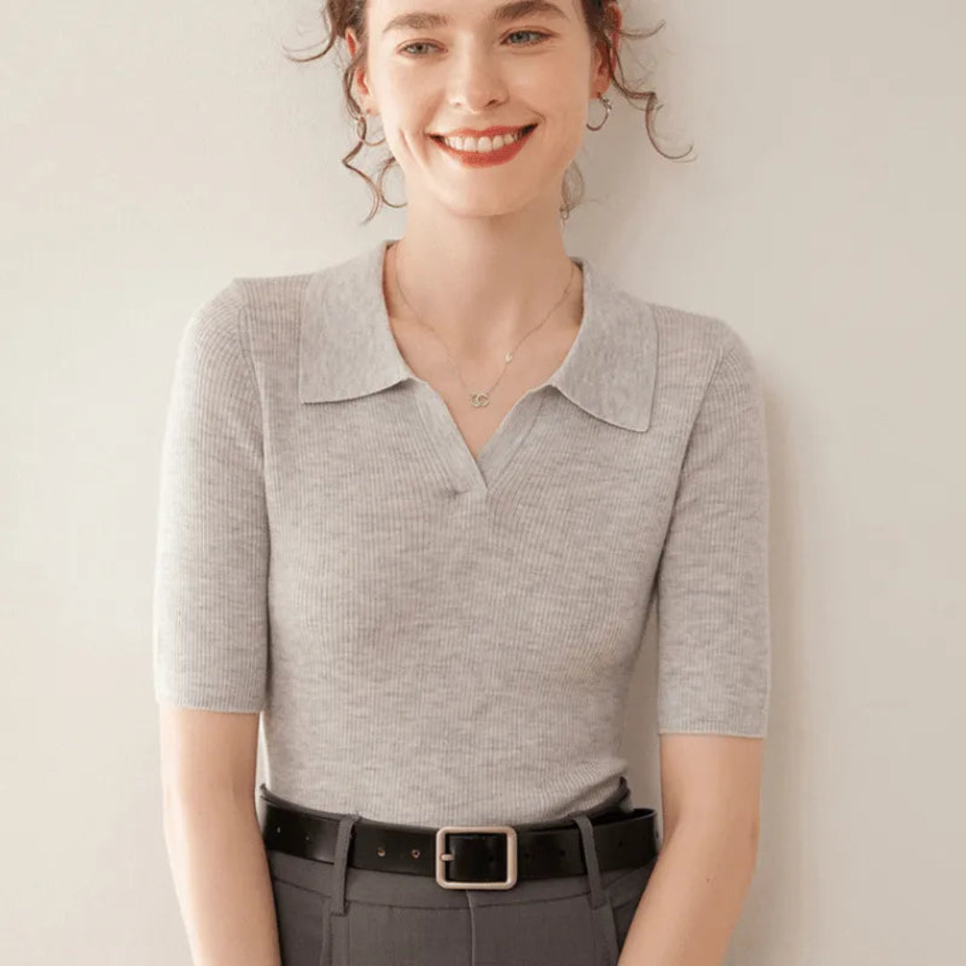 Hattie 100% Cashmere Polo Knit