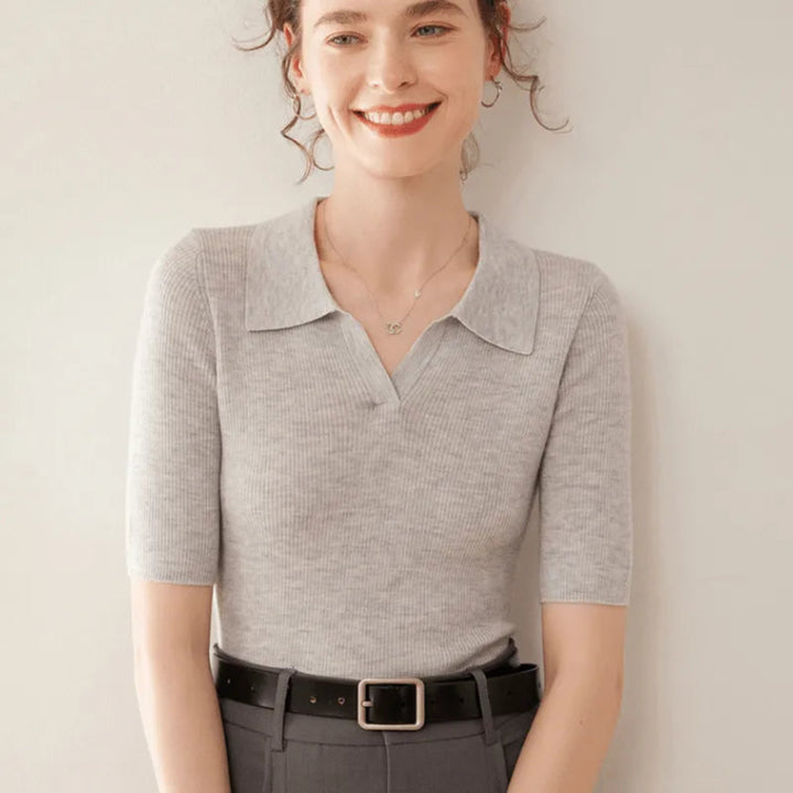 Hattie 100% Cashmere Polo Knit