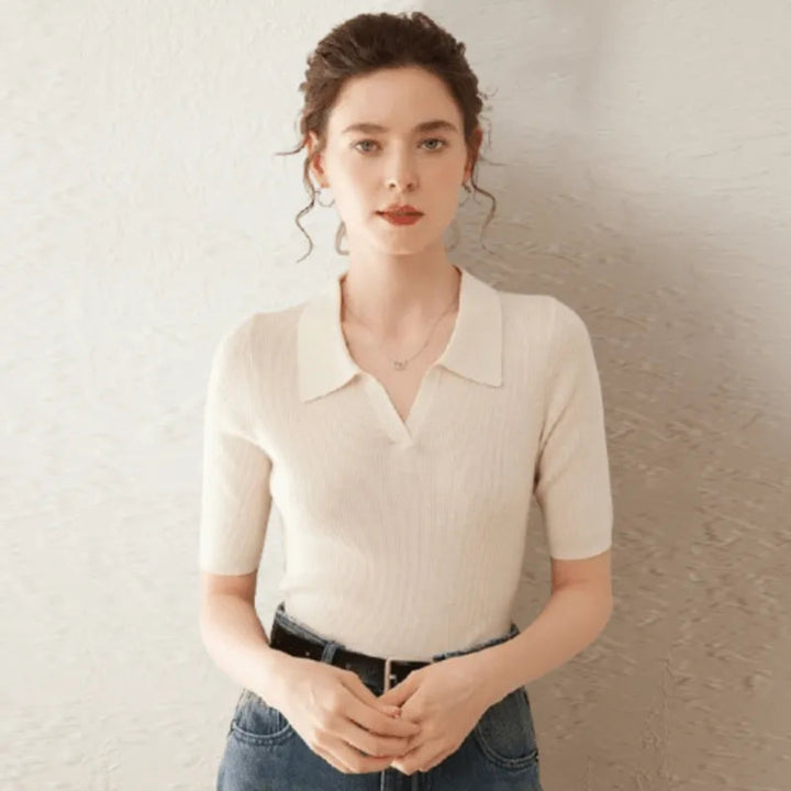 Hattie 100% Cashmere Polo Knit