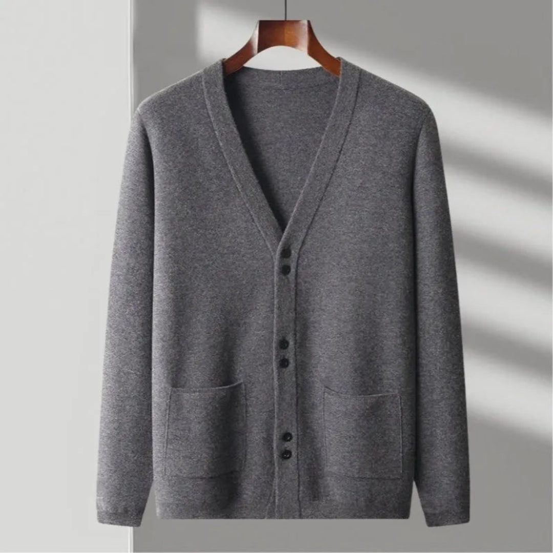 Henry V-Neck Wool Cardigan Artisio