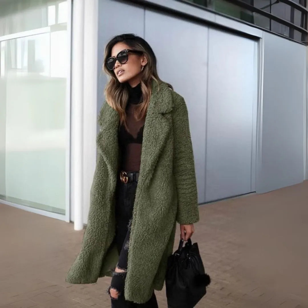 Iliana Notched Lapel Teddy Overcoat Artisio
