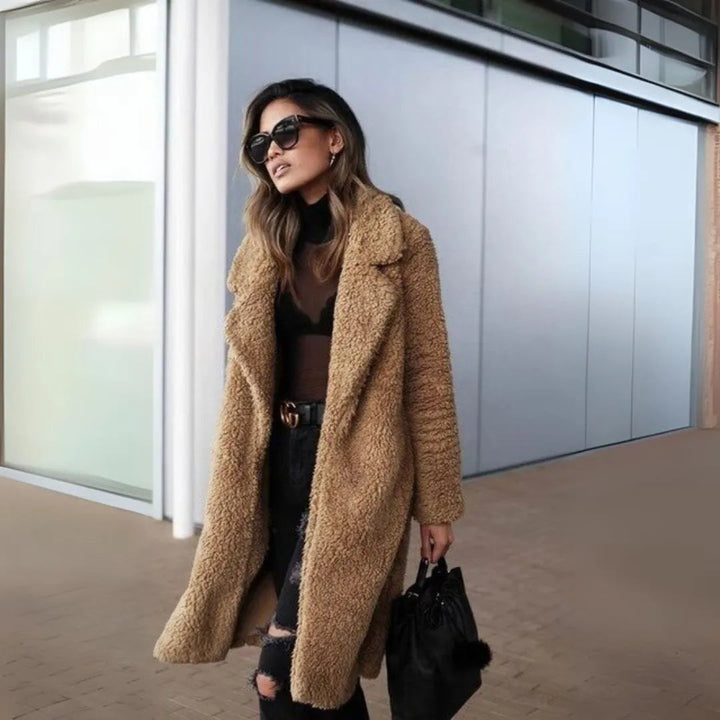 Iliana Notched Lapel Teddy Overcoat Artisio