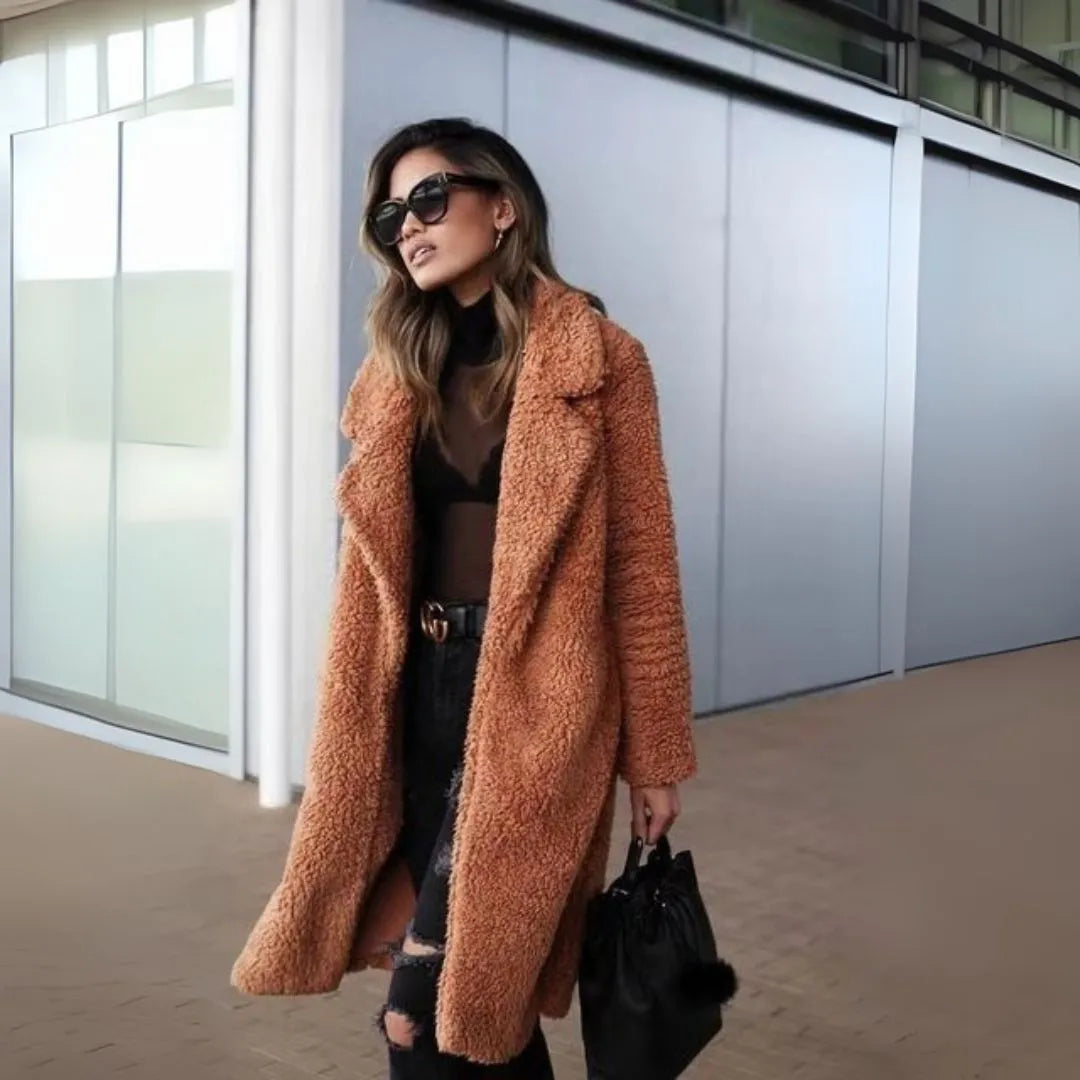 Iliana Notched Lapel Teddy Overcoat Artisio
