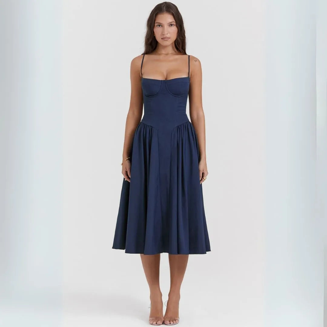 Irene Corset Fit & Flare Midi Dress