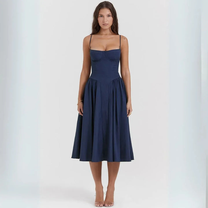 Irene Corset Fit & Flare Midi Dress