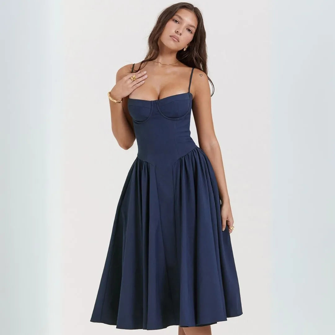 Irene Corset Fit & Flare Midi Dress