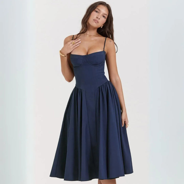 Irene Corset Fit & Flare Midi Dress