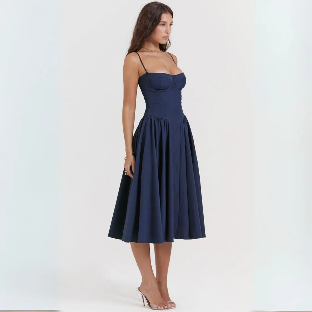 Irene Corset Fit & Flare Midi Dress