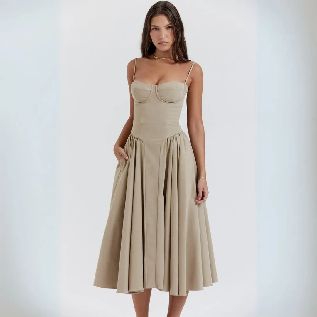 Irene Corset Fit & Flare Midi Dress