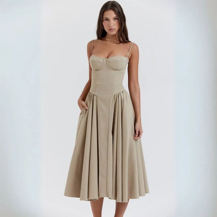 Irene Corset Fit & Flare Midi Dress