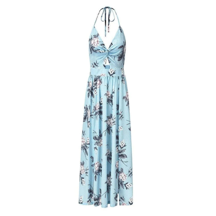 Irene Twist-Front Halter Maxi Dress