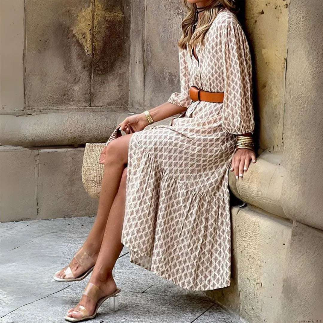 Isabella Belted Boho Shirt Dress