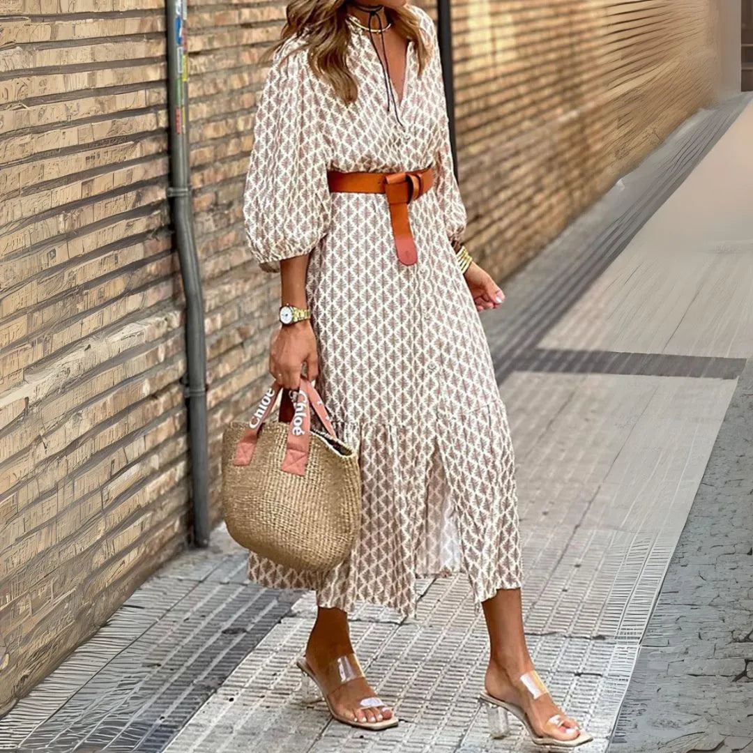 Isabella Belted Boho Shirt Dress