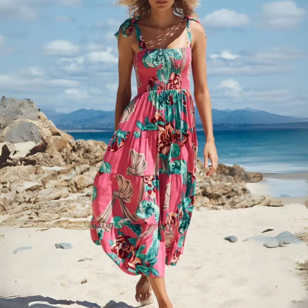 Isla Smocked A-Line Maxi Dress