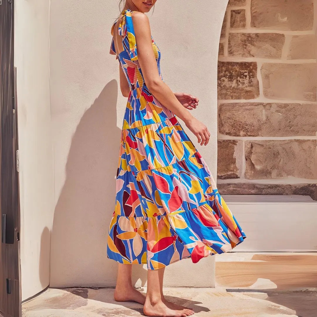 Isla Smocked A-Line Maxi Dress