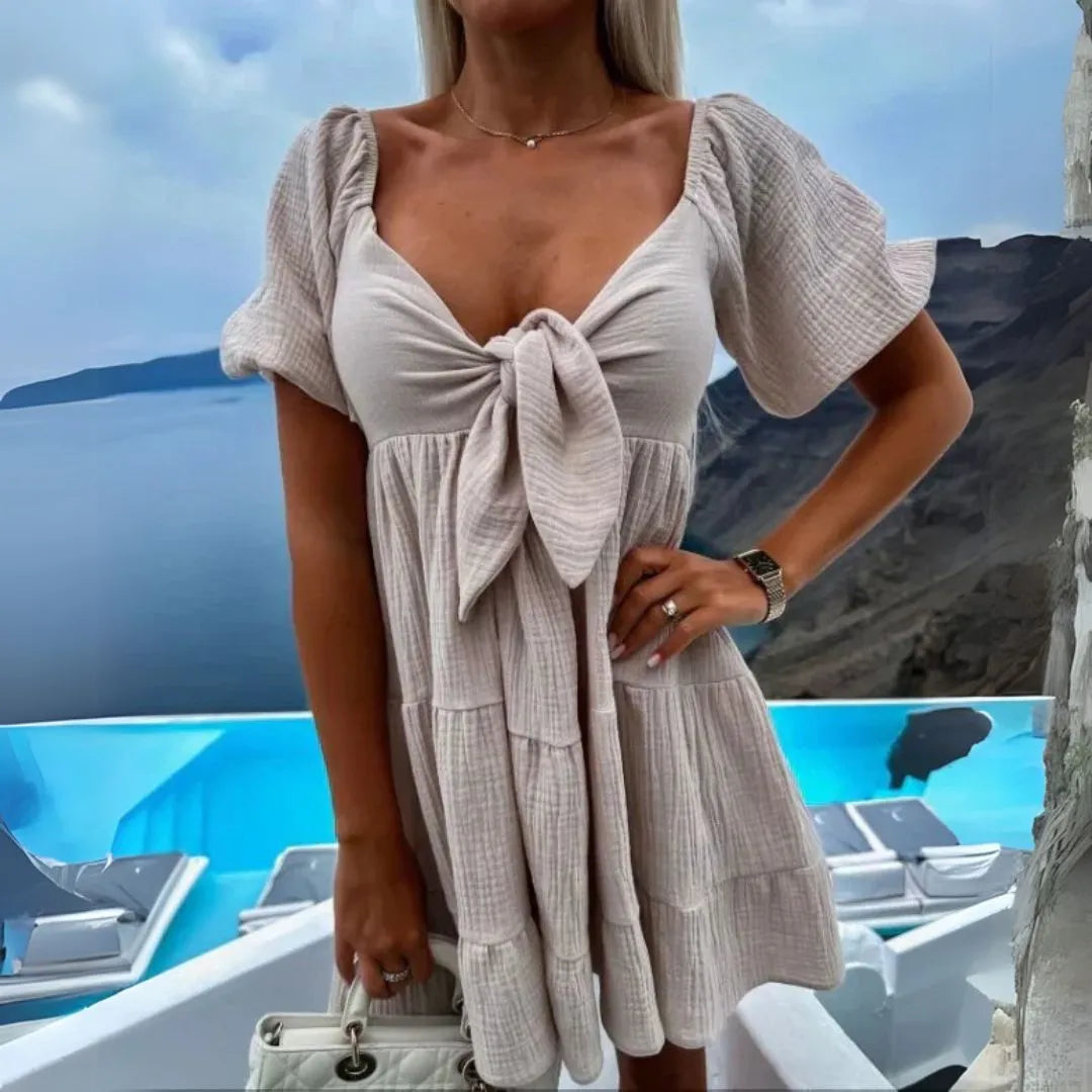 Ivana Bow Front Babydoll Mini Dress Artisio