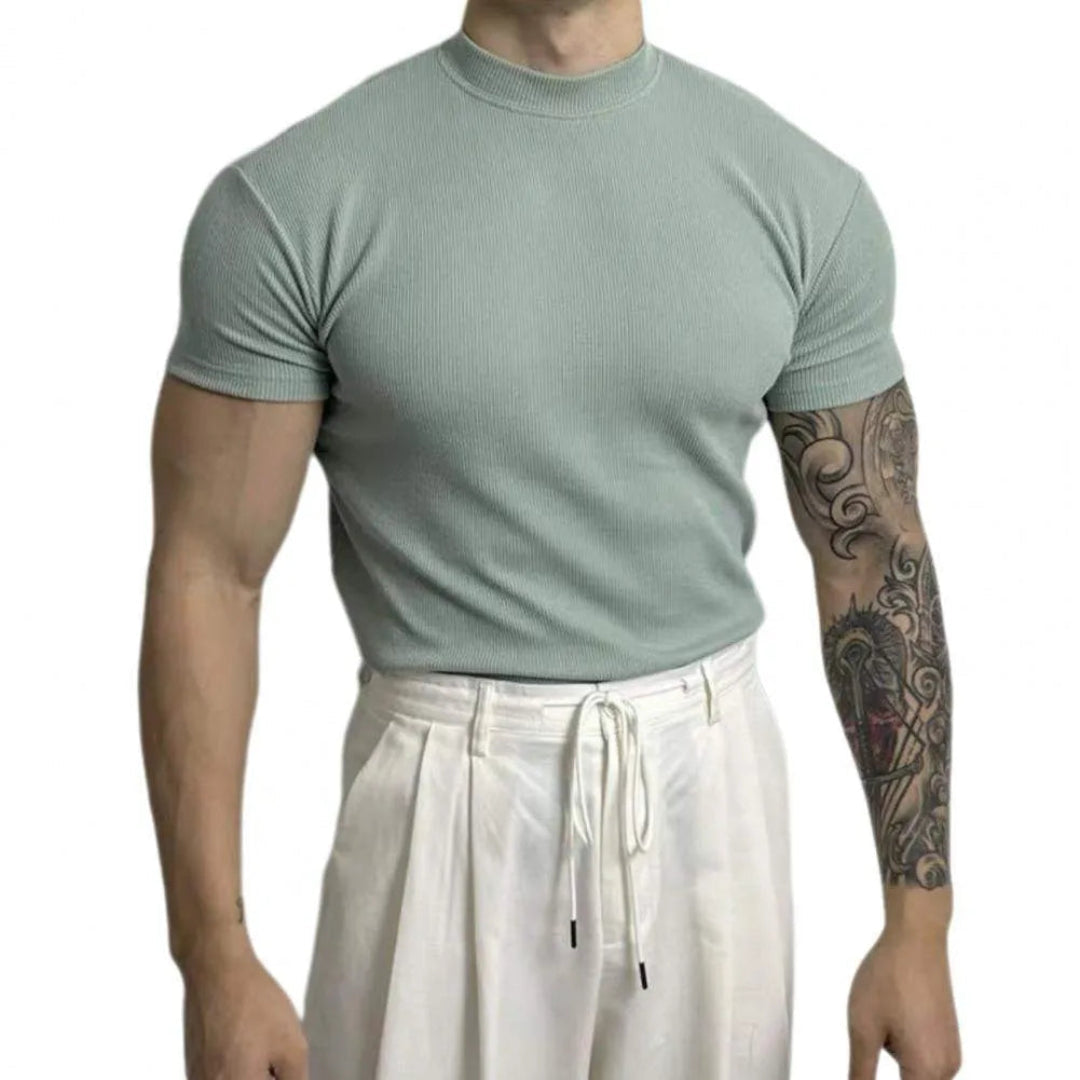 Jaxon Ribbed Mock Neck T-Shirt Artisio