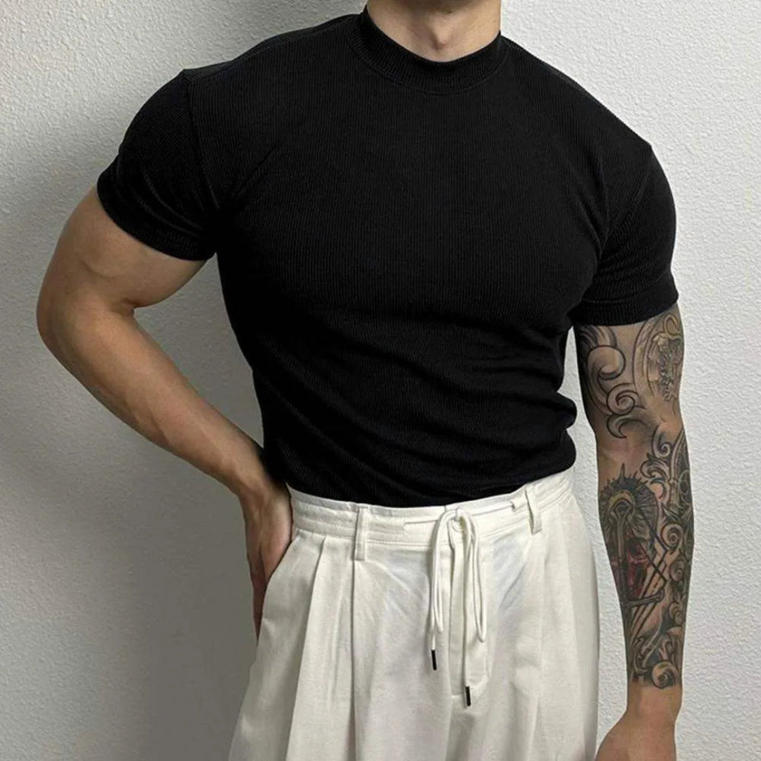 Jaxon Ribbed Mock Neck T-Shirt Artisio