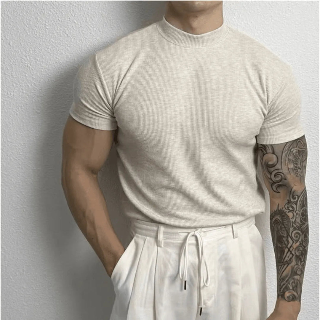 Jaxon Ribbed Mock Neck T-Shirt Artisio